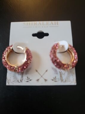 Shiraleah Rose Crystal Chunky Hoop Earrings